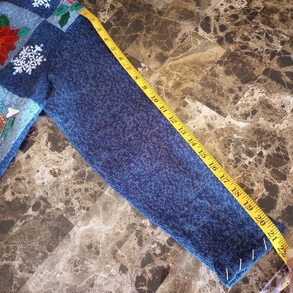 Tiara International Christmas Collection Blue Y2K Vintage Zip Up Sweater Jacket - Picture 16 of 16